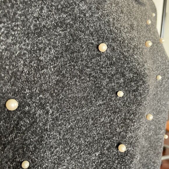 ZARA Pearl Buttery Soft Touch Sweater Charcoal Grey Oversized 3/4 Sleeves SZ S - Picture 6 of 12